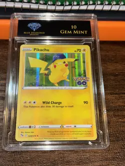 Pokemon Go TCG Pikachu Holo 28/78 Gem Mint 10 Card Holofoil Rare 2022 With Hat - Image 1