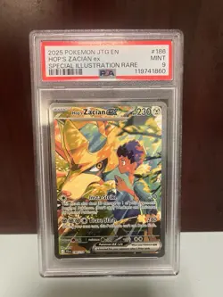 Hop's Zacian EX 2025 JTG Special Illustration Rare Card 186/159 PSA Mint 9 - Image 1