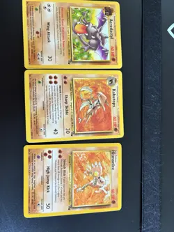Pokemon TCG Aerodactyl, Kabutops & Hitmonlee Fossil Set Cards - Image 1
