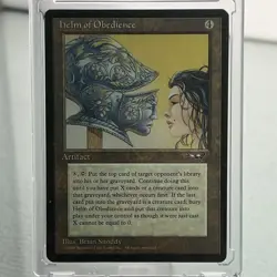 Helm of Obedience Alliances Medium Play Wear Art by Brian Snoddy MTG Magic - Image 1