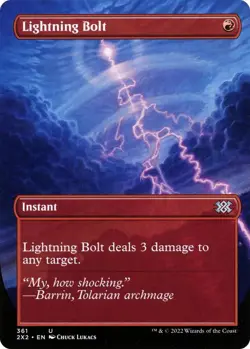 NM Borderless Foil Lightning Bolt, Double Masters, Magic the Gathering, 361 - Image 1