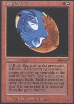 Damaged, English MTG Regular Rukh Egg (Dark) Arabian Nights Magic the Gathering - Image 1