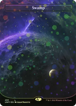 1x GALAXY FOIL Swamp 493 Borderless - Unfinity #493 MTG Magic: the Gathering - Image 1