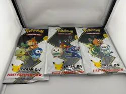 Pokemon 25th Anniversary 1st Partner Pack Jumbo Cards w/Boosters Lot of 3 - Image 1