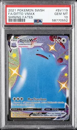 2021 POKEMON SWORD & SHIELD SHINING FATES #SV119 FULL ART/DITTO VMAX PSA 10 - Image 1