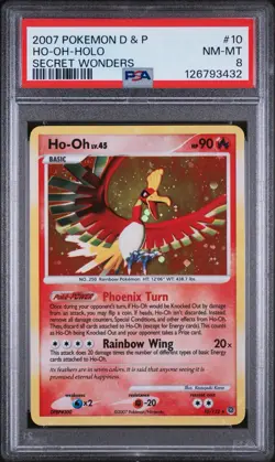 PSA 8 Holo Bleed HO-OH-HOLO SECRET WONDERS 2007 POKEMON DIAMOND & PEARL - Image 2