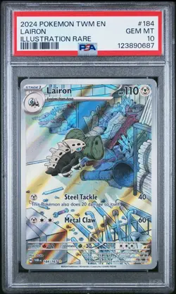 2024 POKEMON TWM EN-TWILIGHT MASQUERADE ILLUSTRATION RARE #184 LAIRON PSA 10 - Image 1