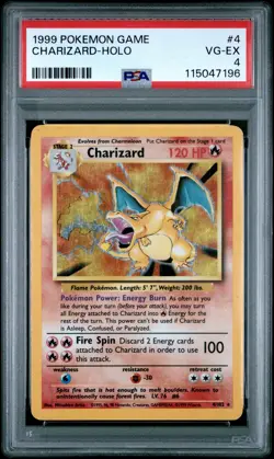 1999 POKEMON BASE SET UNLIMITED #4 CHARIZARD-HOLO PSA 4 - Image 1