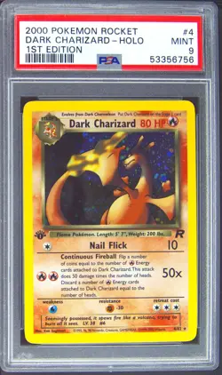2000 POKEMON ROCKET 1ST ED #4 DARK CHARIZARD-HOLO PSA 9 - Image 1