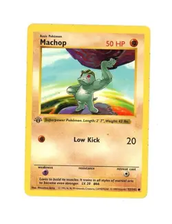 RARE 1999 WOTC Pokemon MACHOP 1st Edition (SHADOWLESS) MACHOP 52/102! PLAY - Image 1