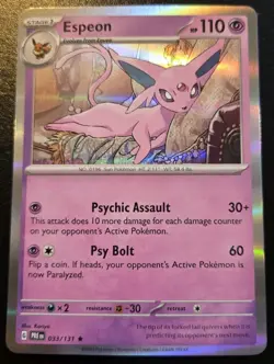 Espeon 033/131 Holo Rare Scarlet & Violet: Prismatic Evolutions Pokemon TCG - Image 1