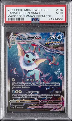 2021 POKEMON SWSH BLACK STAR PROMO #182 FULL ART/VAPOREON VMAX PSA 9 - Image 1
