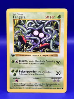 Pokemon Base Set SHADOWLESS 1st Edition Tangela 66/102 MP+ - Image 1