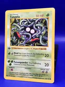 Pokemon Base Set SHADOWLESS 1st Edition Tangela 66/102 MP+ - Image 2