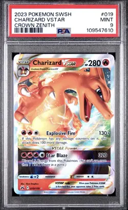 PSA 9 Charizard VSTAR 019/159 Pokemon Card Crown Zenith - Image 1