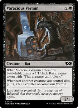 Voracious Vermin 116 WOE MTG Common Black Rat Token 2023 Ceran EN - Image 1