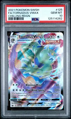 PSA 10 GEM MINT 2021 Pokemon Chilling Reign TORNADUS VMAX #125 Full Art - Image 1
