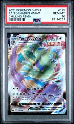 PSA 10 GEM MINT 2021 Pokemon Chilling Reign TORNADUS VMAX #125 Full Art - Image 1