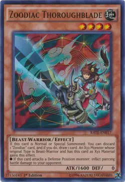 Yugioh! MP Zoodiac Thoroughblade - RATE-EN017 - Ultra Rare - 1st Edition Moderat - Image 1