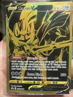 Zacian V Black & Gold Pokemon Card Sword Shield SWSH076 SEALED Black Star Promo - Image 1