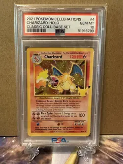 2021 Pokemon Celebrations Charizard Holo Classic Collection Base Set #4 PSA 10 - Image 1