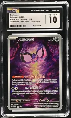 CGC 10 Pecharunt Pokemon (2024) Black Star Promo 129 Shrouded Fable ETB - Image 1