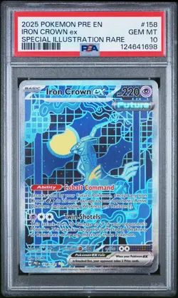 Pokemon PSA 10 Prismatic Evolutions Iron Crown ex SIR 158 - Image 1
