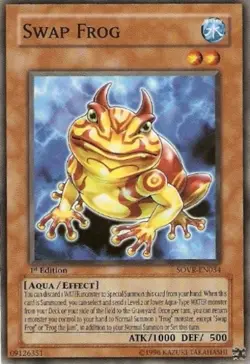 Yugioh! MP Swap Frog - SOVR-EN034 - Common - Unlimited Edition Moderately Played - Image 1