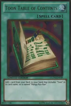 Yugioh! MP Toon Table of Contents - GLD4-EN039 - Gold Rare - Limited Edition Mod - Image 1