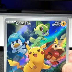 Pokemon Paldea Evolved #27 Pikachu BLACK STAR PROMO Full Art Holo Card NM - Image 2