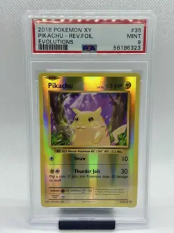 PIKACHU 2016 Pokemon XY Evolutions #35/108 Reverse Holo Foil PSA 9 Pokemon Card - Image 1