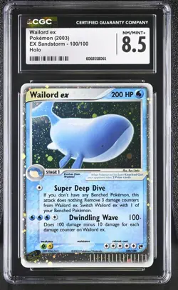 CGC 8.5 Wailord ex 2003 EX Sandstorm 100/100 Holo SWIRL Pokemon Card - Image 1