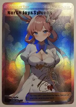 Nurse Joy & Sylveon Sexy Cosplay Anime Waifu Trainer Art Card - Image 1