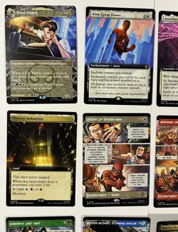 Magic the Gathering Spider-Man Rare NON FOIL lot of 12 cards Extended art mythic - Image 2