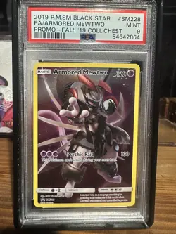 2019 PSA 9 MINT POKEMON TCG CARD ARMORED MEWTWO SM BLACK STAR PROMO SM228 - Image 1
