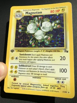 1st first Edition Holo Magneton #11/62 1999 Fossil Set Pokemon Card WOTC Vintage - Image 2