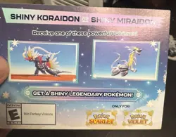 Shiny Koraidon & Miraidon Pokemon Scarlet Violet Code Card - unscratched - Image 1