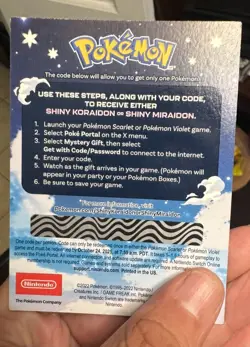 Shiny Koraidon & Miraidon Pokemon Scarlet Violet Code Card - unscratched - Image 2