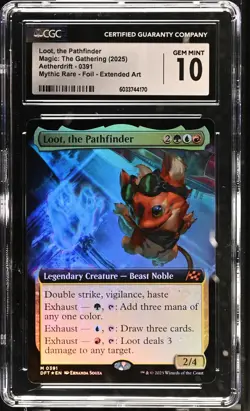 LOOT, THE PATHFINDER Aetherdrift Extended Art Foil Mythic CGC 10 MTG - Image 1