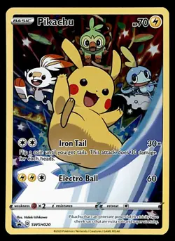 Pikachu Full Art Black Star Promo SWSH 020, NM Pokemon Card - Image 1