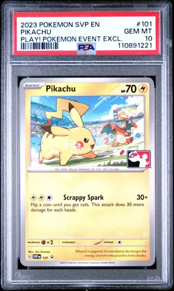 2023 POKEMON SVP EN-SV BLACK STAR PROMO #101 PIKACHU PSA 10 - Image 1