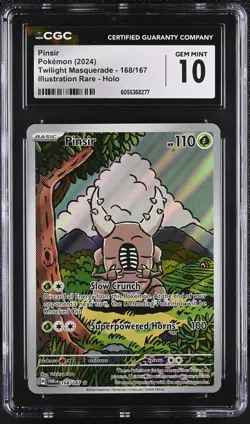 PINSIR Twilight Masquerade Illustration Rare #168 CGC 10 Gem Mint Pokemon - Image 1