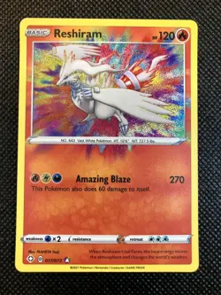 AMAZING RARE Reshiram Pokemon 017/072 Shining Fates 17/72 Textured Holo Foil NM - Image 1