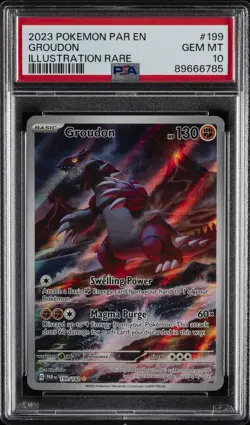2023 POKEMON PAR EN-PARADOX RIFT ILLUSTRATION RARE #199 GROUDON PSA 10 - Image 1