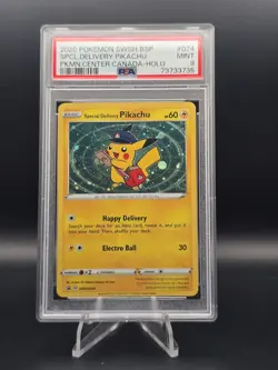PSA 9 SPECIAL DELIVERY PIKACHU 074 HOLO *DOUBLE* SWIRL POKEMON CENTER CANADA - Image 1