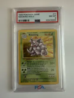 Pokemon TCG Nidoking Base Set Holo Unlimited Rare Card 11/102 PSA 8 - Image 1