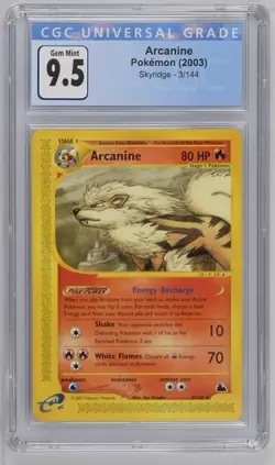 CGC 9.5 GEM MINT Arcanine 2003 Skyridge 3/144 Pokemon Card - Image 1