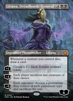 Liliana, Dreadhorde General - Foil Extended Art FDN NM MTG - Image 1