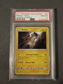 Pokemon Sun & Moon Shining Legends Raikou 32/73 Holo PSA 10 Gem Mint - Image 1