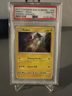 Pokemon Sun & Moon Shining Legends Raikou 32/73 Holo PSA 10 Gem Mint - Image 3